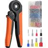 Proster Pinza Crimpatrice Esagonale 0,5-10 mm² con 1200 Puntalini Elettrici Isolati, Kit Crimpatrice Capicorda con Pinza Cricchetto Autoregolante per Cablaggi, Terminali a Crimpare e Fai da Te