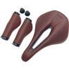 Generico Sella for bicicletta cava traspirante Mountain Road Bike con impugnature for bici Parti ciclistiche(Dark brown 220g)