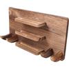 Hemobllo Supporto da Parete in Legno Marrone per Racchette e Palline da Tennis Tavolo 4 Ripiani, Organizer Compatto per Sala Giochi e Man Cave