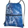 YYHHAOFA Zaino con cerniera e coulisse con stampa tigre bianca blu - Borsa da palestra leggera impermeabile con tasca frontale per viaggi, sport e yoga