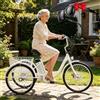 Generic Triciclo elettrico per adulti, bici da passeggio a tre ruote da 24 pollici, capacità di carico 150 kg, altezza regolabile, carrello per la spesa, bianco