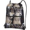YYHHAOFA Due lupi Stampe Coulisse Zip Zaino - Impermeabile Viaggio Gym Bag con Tasca Frontale & Organizzatore Interno