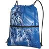 YYHHAOFA Zaino con cerniera e coulisse con stampa tigre bianca blu, borsa da viaggio impermeabile con tasca frontale e organizer interno