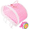 AMUSLESUR Set 1 Cestino Anteriore Bici in PE Resistente con Superficie Liscia e Campanello, per Biciclette e Scooter Rosa, 2 Pezzi Funzionali e Pratici