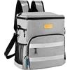 kiximay Zaino Termico 30 Litri, Borsa Termica Grande Sigillato e Impermeabile Borsa Frigo Rigida Zaino Frigo Termico per Pic nic, Campeggio e Barbecue Grigio