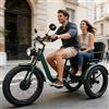 Generic Triciclo elettrico per adulti, mountain bike a 7 velocità, con pneumatici larghi da 24 x 4.0, batteria da 48V 18Ah, schermo LCD, doppi freni a disco, faro a LED, ideale per gli spostamenti