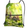 YYHHAOFA Conigli On Grass Prints, zaino con coulisse e cerniera, leggero, impermeabile, con tasca frontale, per viaggi, sport e yoga