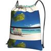 YYHHAOFA Beach Palm Tree Sedie Barche Stampe Coulisse Zip Zaino - Leggero Impermeabile Borsa da Palma con Tasca Frontale per Viaggi, Sport & Yoga