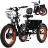 Generic Triciclo elettrico per adulti da 20 pollici, batteria rimovibile da 48 V, autonomia fino a 80 km, assistenza alla pedalata (PAS), 7 velocità, doppio cestino, luci a LED, portata massima 200