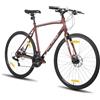 HH HILAND HILAND Bicicletta da corsa da 28 pollici,pendolare urbano con freno a disco per uomo,telaio da 530/570mm,comoda bici da corsa 700 C, ruote a 21 marce,Argento/Nero/Rosa