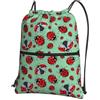 HLSBSSL Coccinelle rosse su uno sfondo blu stampato zaino con coulisse, borsa portatile per sport, viaggi, yoga, campeggio
