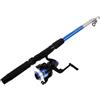 JECOMPRIS Kit da Pesca Canna Telescopica e Mulinello in Plastica Blu, Rivestimento Resistente All'usura e Uscita Filo Fluida per Pesca All'aperto su Ghiaccio