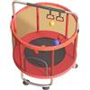 Hidyliu Trampolino Fitness per Bambini con Canestro da Basket e Rete di Sicurezza Design Compatto per Giochi All'aperto per Ragazzi e Ragazze (Rossa)