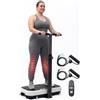 SQUATZ Pedana vibrante con manubrio, piastra vibrante con maniglie, 1-99 livelli di velocità, 10 programmi preimpostati, piattaforma fitness a basso impatto con telecomando, design portatile, grigio