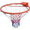 Molumvel Canestro da basket da 45 cm di diametro con rete, robusto anello da basket in acciaio verniciato a polvere, per interni ed esterni