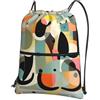 YYHHAOFA Mid-Century Modern Art Cat Prints Coulisse Zipper Zaino - Borsa da palestra leggera impermeabile con tasca frontale per viaggi, sport e yoga