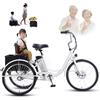 Generic Triciclo elettrico per adulti da 24 pollici, tandem con seggiolino per bambini, cestino portaoggetti, freno sensibile, facile da usare in salita, portata massima 300 libbre, ideale per sport