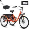 Generic Triciclo elettrico per anziani da 24 pollici, con batteria da 36 V 13 Ah (autonomia 35 km), 7 velocità, 3 modalità di guida, freni a disco anteriori/posteriori, portata massima 150 kg, color