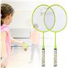 Stylebest Set di Racchette da Badminton per Bambini, Giocattolo Educativo con 2 Palline per Giochi Divertenti All'aperto, Adatto a Ragazzi e Ragazze, 20,2x53,5 Cm, Colori Fluorescenti