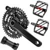 Generico Guarnitura for mountain bike a tripla velocità 3x9S 3x10S, pedivella 104/64BCD 170mm con corona(3x10S CRANKSET)