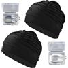 MENUY Cuffia da nuoto da donna, capelli lunghi, 2 pezzi, cuffia da nuoto da donna, colore nero, con 2 clip nasali, elastico traspirante, per capelli lunghi, ideale per piscina, spiaggia, allenamento