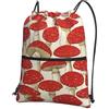 YYHHAOFA Zaino con cerniera e coulisse con stampa di funghi rossi e bianchi, leggero e impermeabile, con tasca frontale, per viaggi, sport e yoga