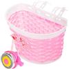 WRITWAA Cestino Bici Anteriore in PE Rosa con Campanello, Facile da Installare e Comodo, per Biciclette e Monopattini dei Piccoli
