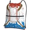 YYHHAOFA Mazze da baseball disegnate a mano e stampe di palline con coulisse zaino con cerniera - Borsa da viaggio impermeabile da palestra con tasca frontale e organizer interno