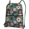 YYHHAOFA Zaino da palestra con coulisse e stampa floreale bohémien, leggero, impermeabile, con tasca frontale, per viaggi, sport e yoga