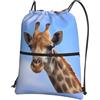 YYHHAOFA Zaino con cerniera e coulisse con stampa giraffa, leggero, impermeabile, con tasca frontale, per viaggi, sport e yoga