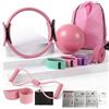 MKNZOME Kit Pilates Essenziale da 9 PCS per Donne, Set di Anelli da Pilates con 32 cm Magic Circle, 25 cm Palla Mini Pilates, Fasce Elastiche di Resistenza, Attrezzatura Pilates per Allenamento a Casa
