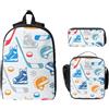 Yyoretp 3 pezzi regolabili versatili grande capacità Hockey Elements creativo fantasia stampa zaino Lunch Box e astuccio