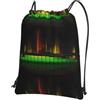 YYHHAOFA Cool Music Sound Wave Prints Zaino con cerniera e coulisse, leggero, impermeabile, con tasca frontale, per viaggi, sport e yoga
