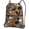 YYHHAOFA Zaino con stampa di gallo e pollo, con chiusura lampo, leggero, impermeabile, con tasca frontale, per viaggi, sport e yoga