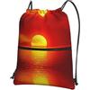 YYHHAOFA Red Sunrise Prints, zaino con coulisse e cerniera, leggero, impermeabile, con tasca frontale, per viaggi, sport e yoga