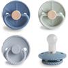 FRIGG Multipack Ciucci in Silicone | Confezione da 4 Ciucci | Prodotto in Danimarca | Tettarella Simmetrico a Forma di Ciliegia | (Skyline Serenity, Taglia 2 (6-18 Mesi))