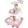 OHMG Girello 4 in 1, girello pieghevole per bambini con vassoio di gioco interattivo con suoni, base anti-ribaltamento, deambulatore ruote in silicone e 4 posizioni di altezza, da 6 a 18 mesi (rosa-62 x 68