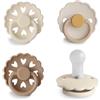 FRIGG Multipack Ciucci in Silicone | Confezione da 4 Ciucci | Prodotto in Danimarca | Tettarella Simmetrico a Forma di Ciliegia | (Snowflake Dream, Taglia 2 (6-18 Mesi))