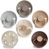 FRIGG Multipack Ciucci in Silicone | Confezione da 6 Ciucci | Prodotto in Danimarca | Tettarella Simmetrico a Forma di Ciliegia | (Earthy Wonder, Taglia 2 (6-18 Mesi))