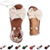 Generic Sandali piatti da donna con perle con fiocco, sandali estivi 2026 appartamenti con cinturino sul retro eleganti scarpe da scivolo per le vacanze