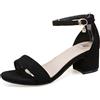Lizoleor Sandali Donna Tacco Largo Medio Aperte Scarpe Con Cinturino Alla Caviglia Fibbie Festa Estive Comodo Moda Casual Nero Numero 36 EU