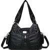 Coolives Borsa Hobo con Tracolla da Donna in Pelle Sintetica Borsa Bauletto Vintage Borsa a spalla Retrò Borsa a mano Hobo Donna Sacchetto Moda Borse Manici Lunghi Borsetta Nero