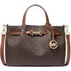 Michael Kors Borsa a mano piccola Carson per donna, marrone, 10.5W x 7.25H x 5D