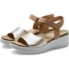 ECCO Women's Flowt Wedge Cork Sandal, Pure White Gold Powder, 3.5/4 UK