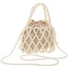 LIFKOME Borsa Secchiello Perle Intrecciata da Donna Borsa Tracolla Cava con Perline Finte Elegante Vintage per Vacanze al Mare e Feste Estive