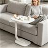 HUOLE Tavolino a forma di C, tavolino da caffè in legno con finitura noce, tavolino moderno, punta da divano multiuso per comodino, soggiorno e camera da letto, 40 x 28 x 58 cm (bianco)