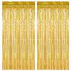 Augesak 2 Pezzi Tende Metalliche Dorato, Frange Scintillanti Foil Tenda Dorato, Frange di Lamina per Sfondo Fotografico e Decorazioni Festa Compleanno Capodanno Carnevale