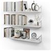 CASSA HOME DECOR CASSA NOKO Mensole a Sospensione da Parete Set di 3, Libreria per Camera da Letto, Soggiorno, Ufficio, Bagno, Cucina Rustico in Legno con Staffa in Metallo (Bianco Grande)