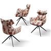PAZZO DESIGN Poltrona imbottita Girevole Ornella con Poggiatesta e Braccioli, Set Da 1, Bianco/Aragosta, Poltrona Tessuto, Relax, Lettura, Comoda, Gambe Metallo, Sala da Pranzo, Ufficio - id_2343