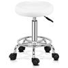 TactFire Sgabello Imbottito PU Ruote Regolabile 1pz Bianco | Sgabello imbottito in pelle PU, ruote, altezza regolabile, cuscino confortevole per bar, casa, parrucchiere, ufficio